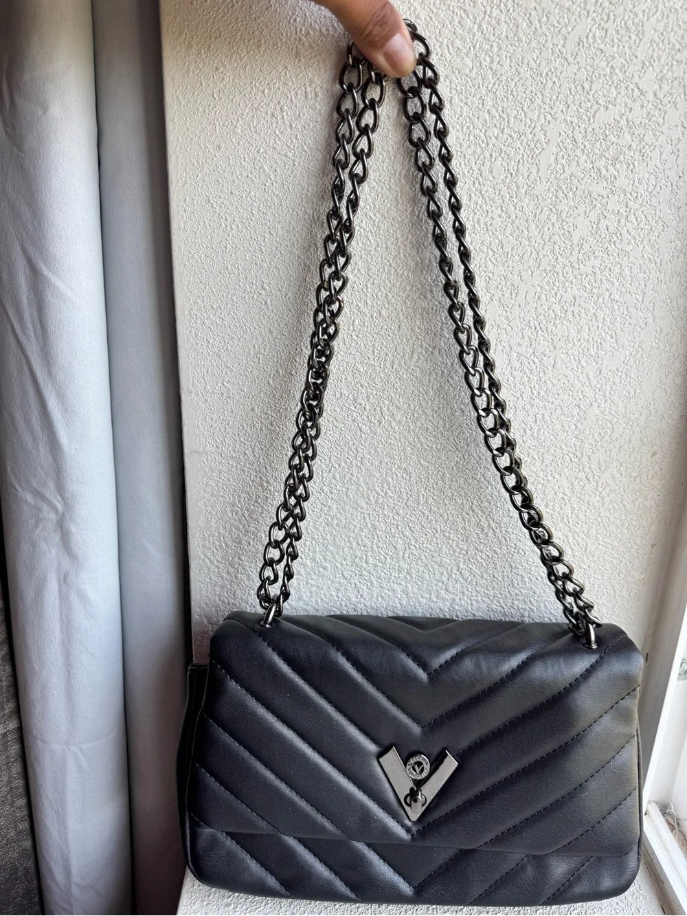 Valentino Orlandi Black Chain-Handle Shoulder Bag